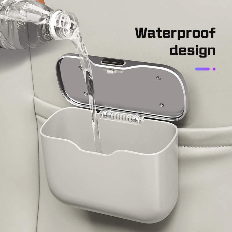 Waterproof Car Trash Can With Lid - Tempat Sampah Mobil Portabel, Dapat Digantung,