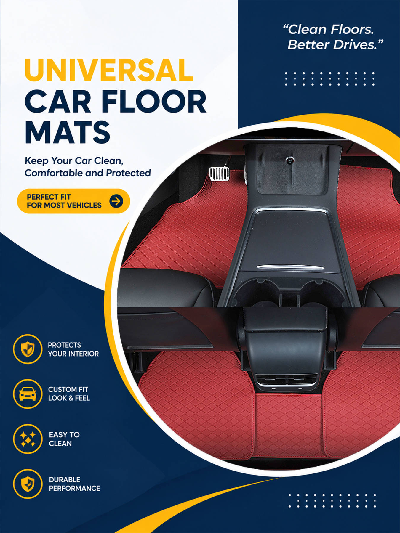 Car Floor Mats Universal Waterproof Leather - Set Lengkap Karpet Lantai Mobil Universal,