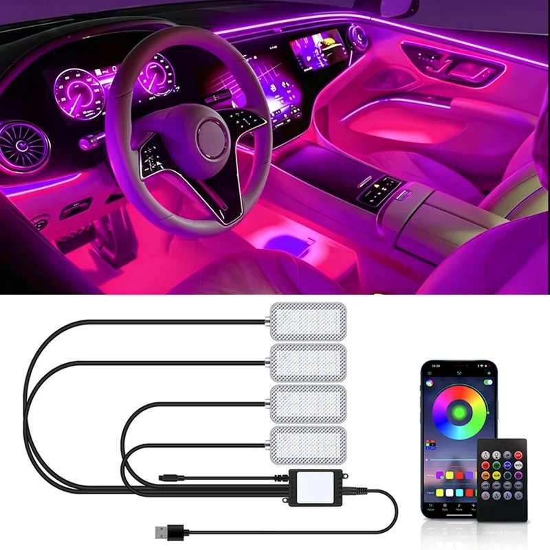 Lampu Strip LED Neon untuk Int - Led Ambient Interior Car Lights App Control ulasan dan harga
