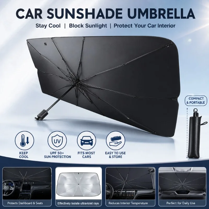Payung Penutup Kaca Depan Mobi - Car Sunshade Windshield Umbrella Foldable ulasan dan harga